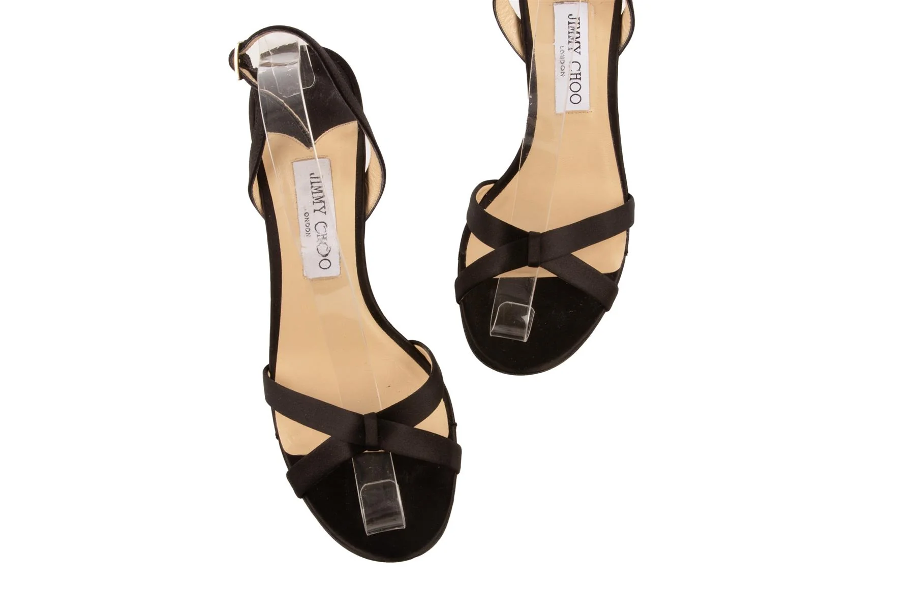 JIMMY CHOO BLACK SATIN SANDALS EU 40 UK 7 US 10 - Image 4