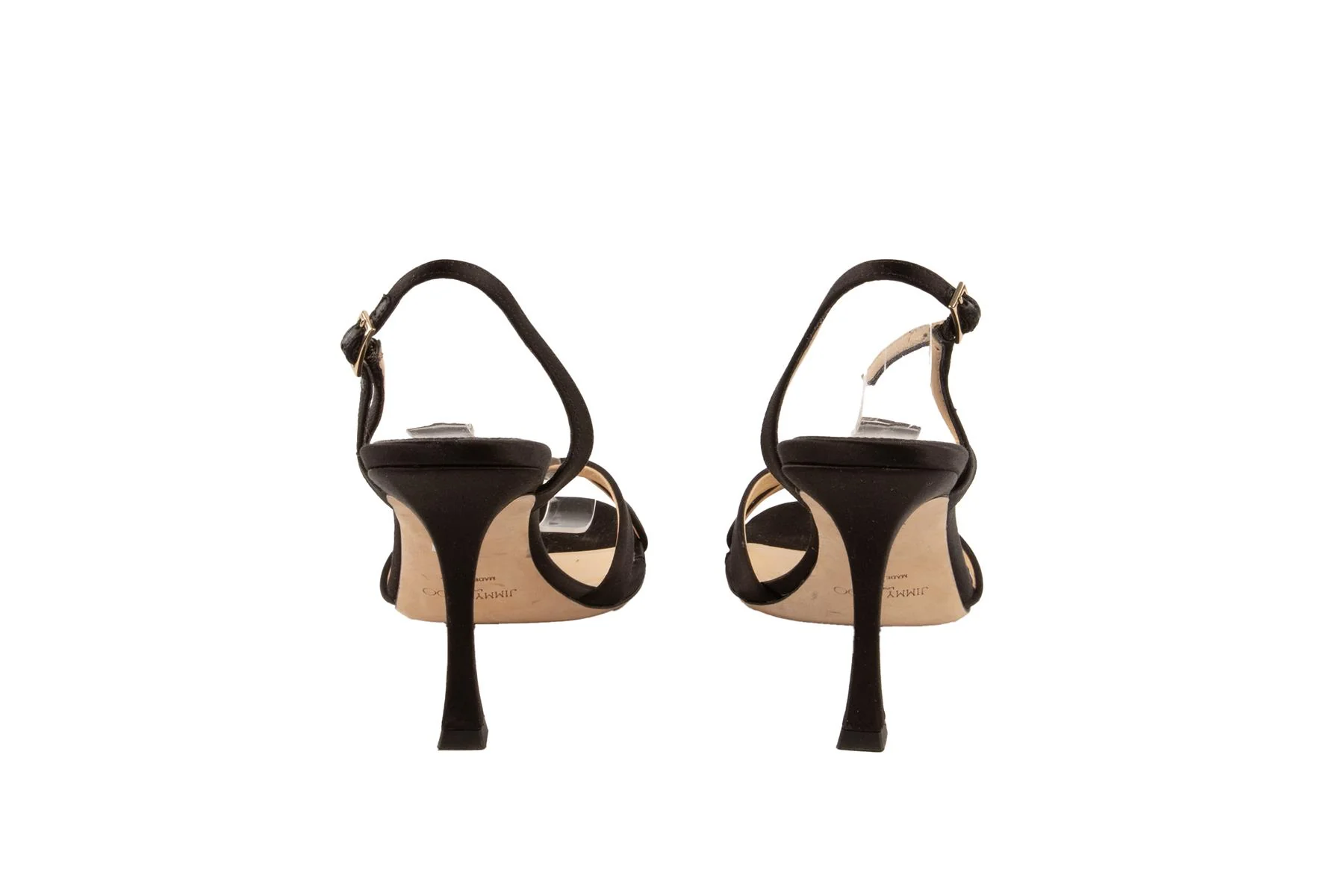 JIMMY CHOO BLACK SATIN SANDALS EU 40 UK 7 US 10 - Image 5