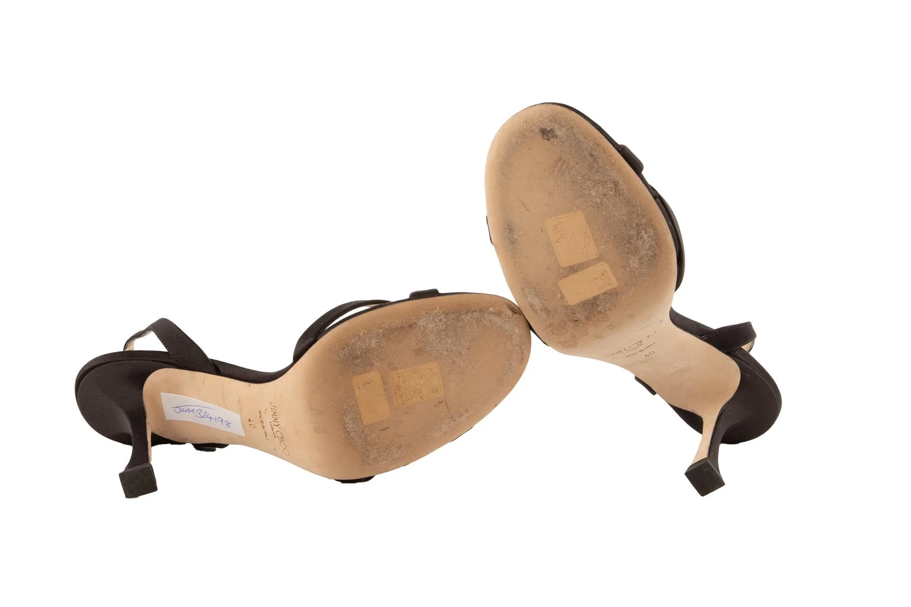 JIMMY CHOO BLACK SATIN SANDALS EU 40 UK 7 US 10 - Image 6