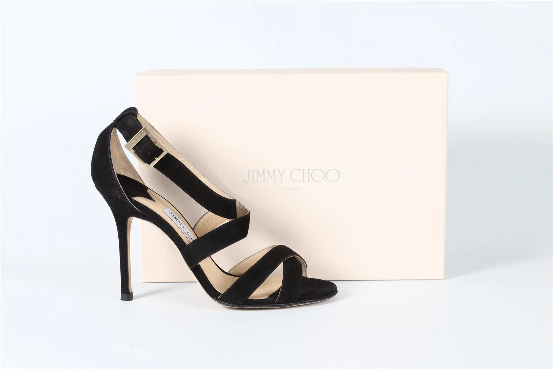 JIMMY CHOO BLACK SUEDE SANDALS EU 39 UK 6 US 9 - Image 6