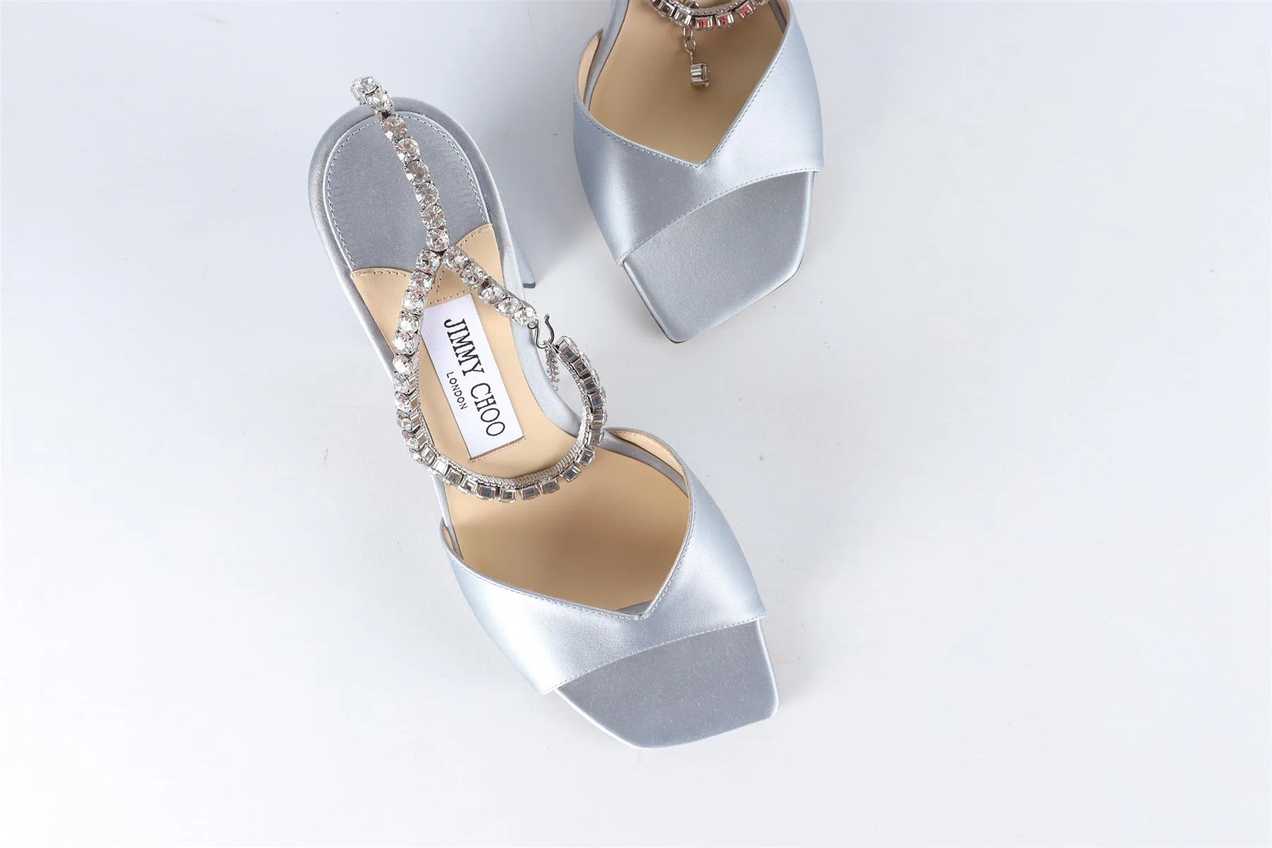 JIMMY CHOO BLUE CRYSTAL AND SATIN SANDALS EU 36 UK 3.5 US 4.5 - Image 4