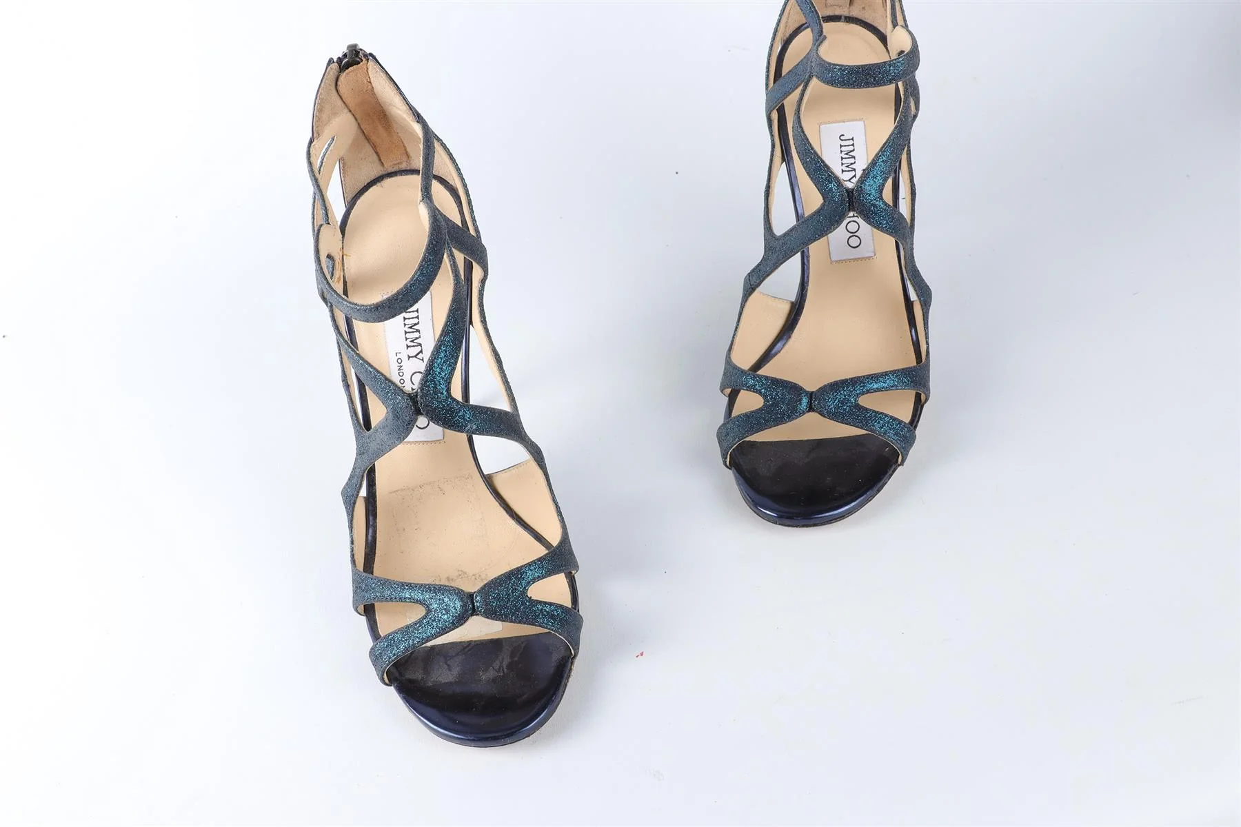 JIMMY CHOO BLUE GLITTER SANDALS EU 36.5 UK 3.5 US 6.5 - Image 4