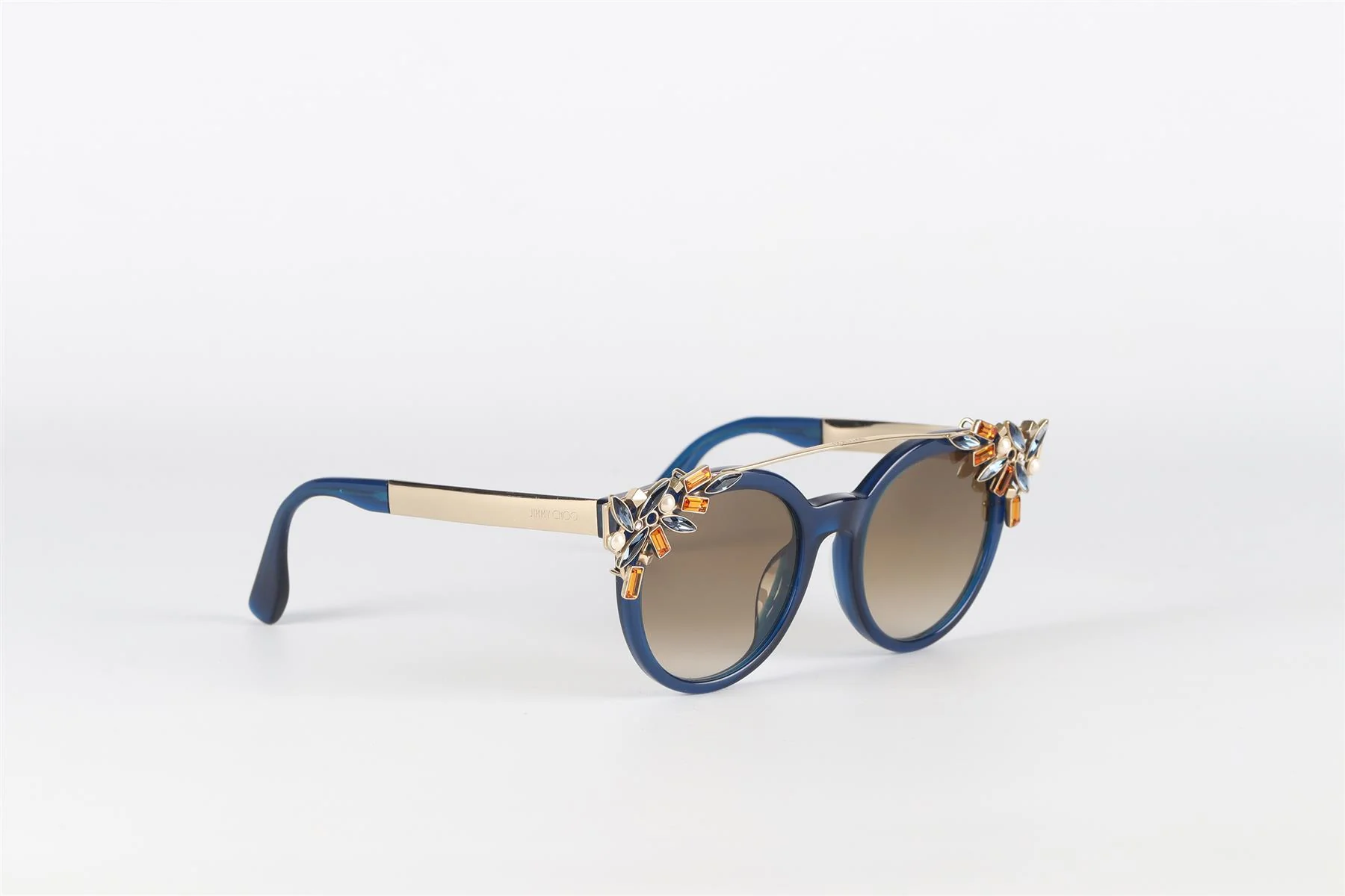 JIMMY CHOO BLUE ROUND FRAME ACETATE SUNGLASSES - Image 2