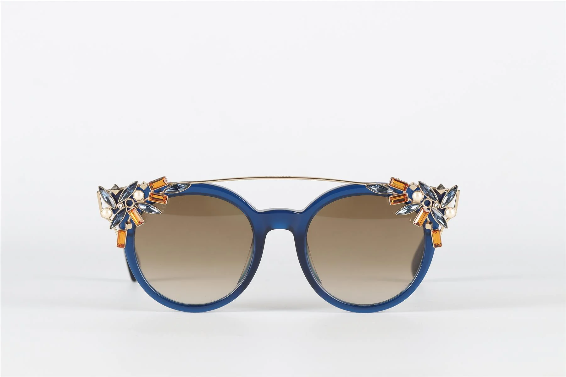 JIMMY CHOO BLUE ROUND FRAME ACETATE SUNGLASSES - Image 3