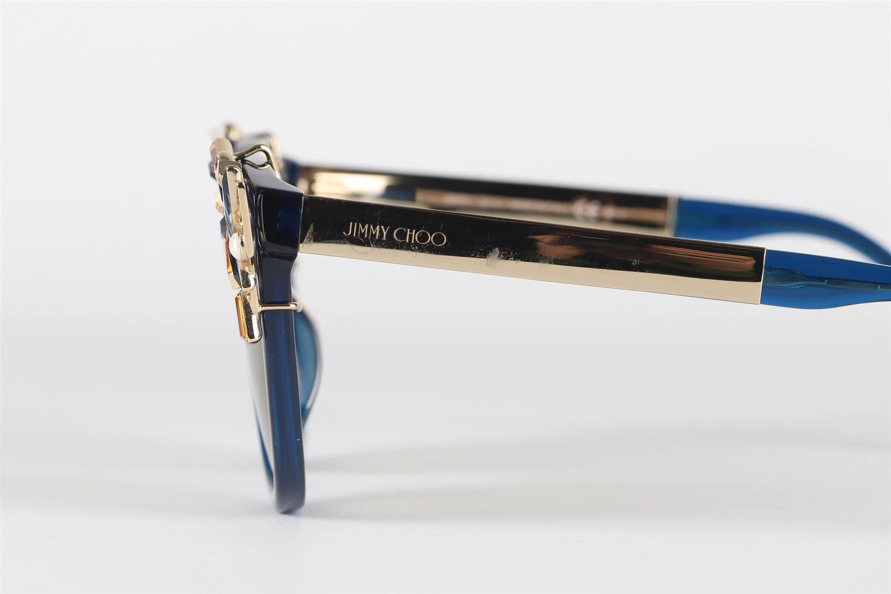 JIMMY CHOO BLUE ROUND FRAME ACETATE SUNGLASSES - Image 5