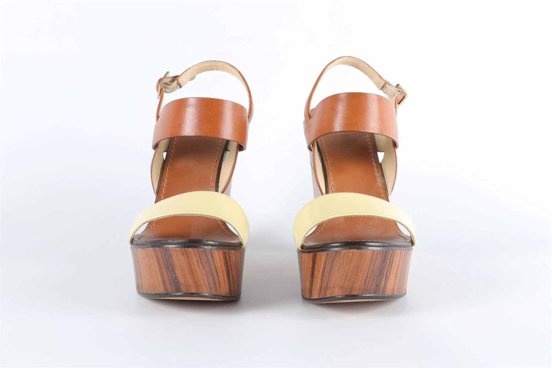 JIMMY CHOO BROWN LEATHER WEDGE SANDALS EU 38.5, UK 5.5, US 8.5 - Image 3