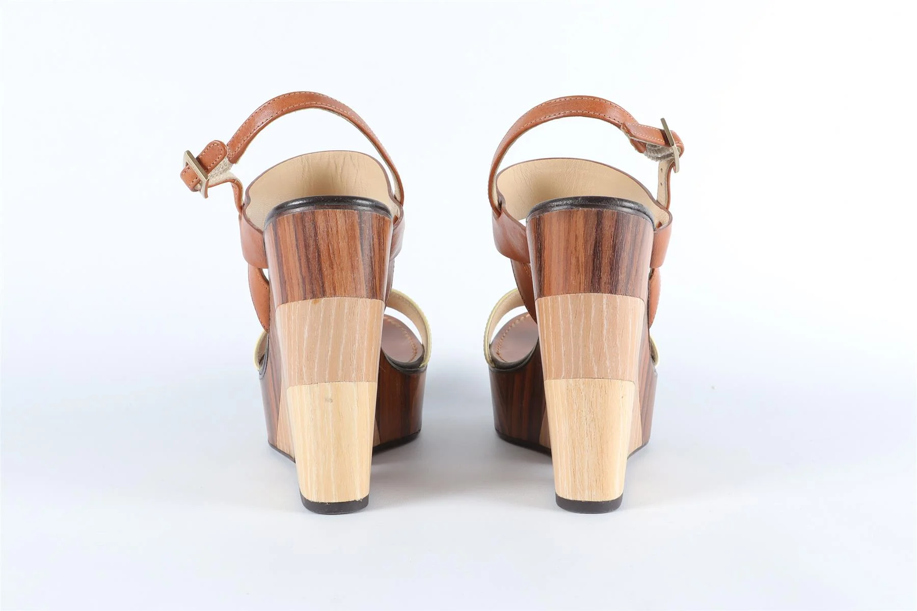 JIMMY CHOO BROWN LEATHER WEDGE SANDALS EU 38.5, UK 5.5, US 8.5 - Image 5