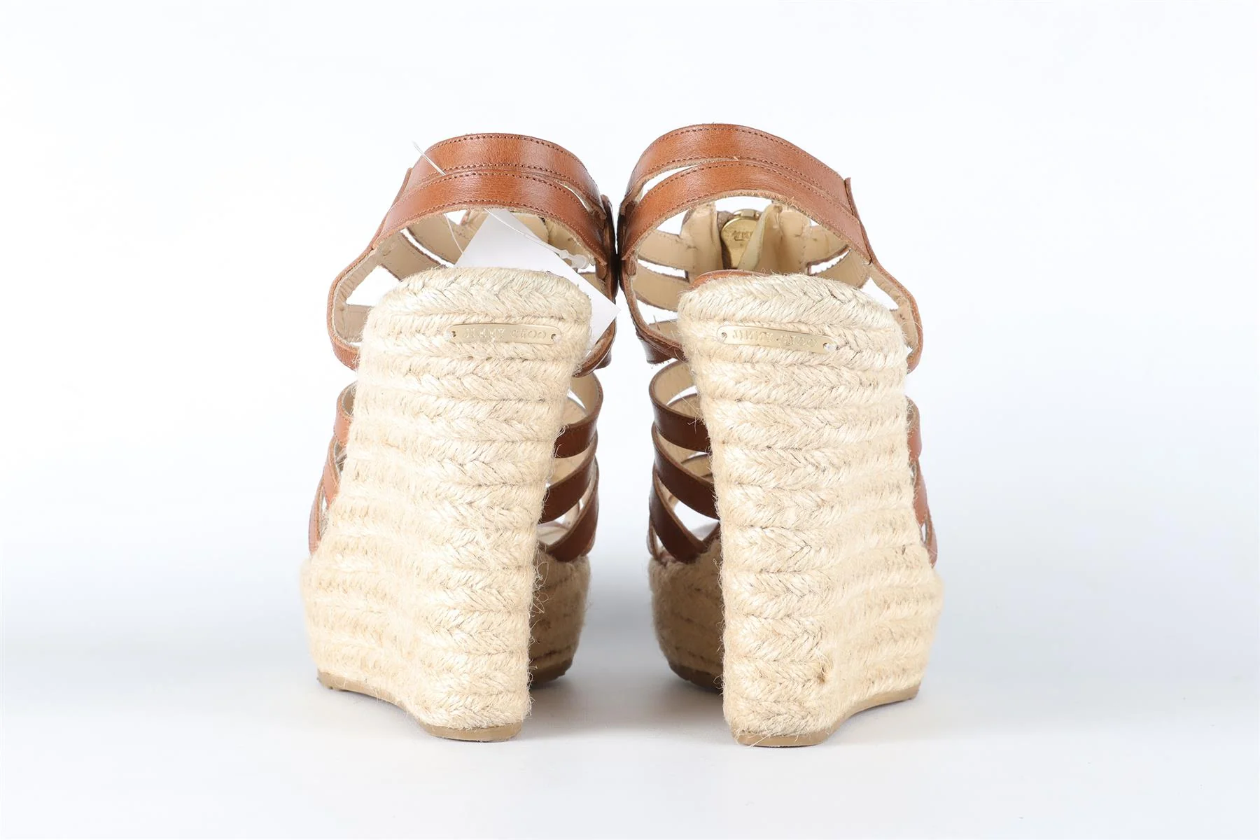 JIMMY CHOO BROWN LEATHER WEDGE SANDALS EU 38 UK 5 US 8 - Image 5