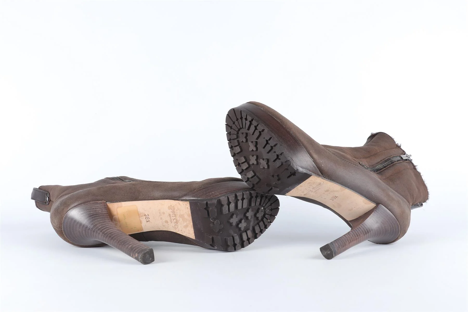 JIMMY CHOO BROWN SHEARLING AND SUEDE ANKLE BOOTS EU 38.5 UK 5.5 US 8.5 - Image 5