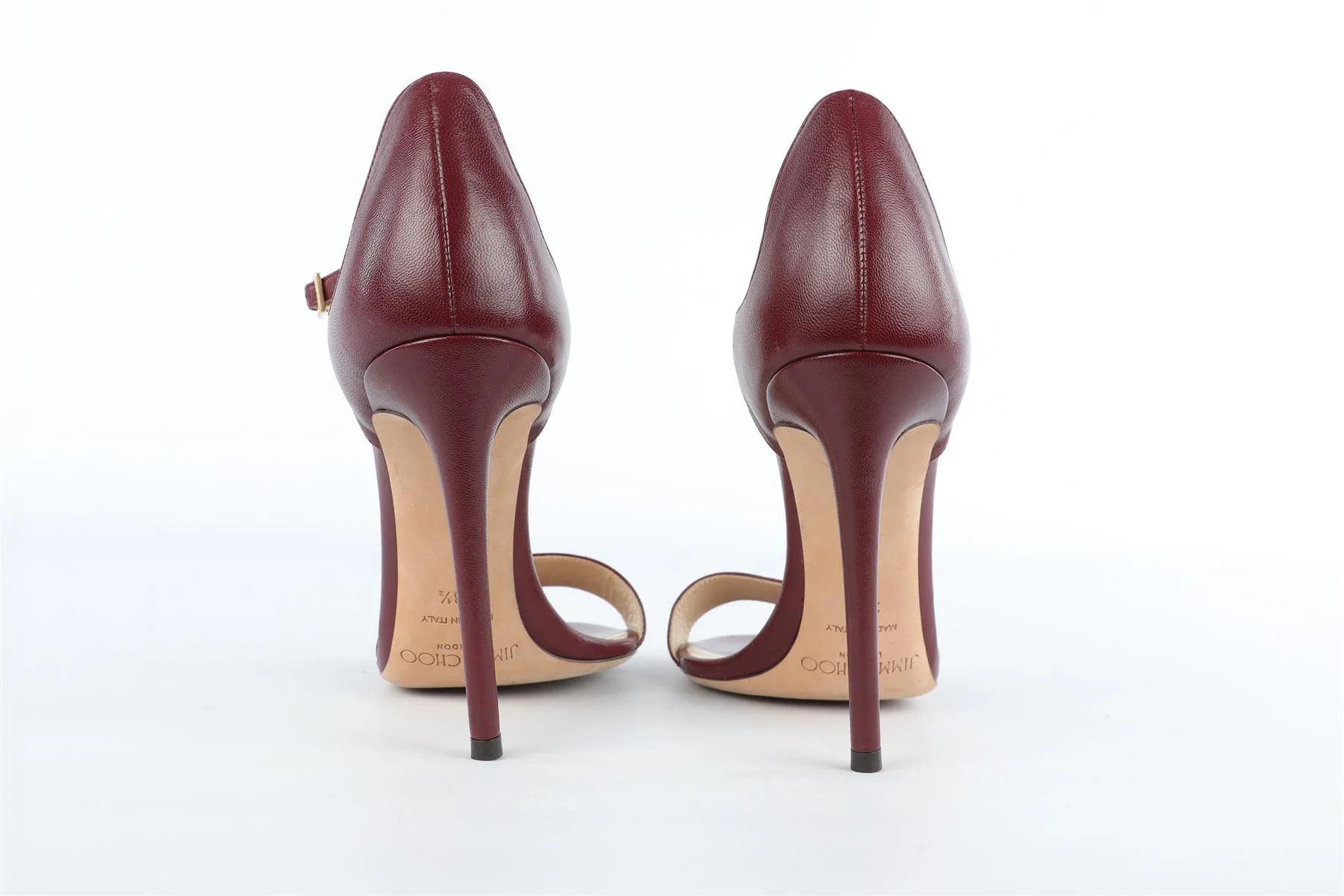 JIMMY CHOO BURGUNDY LEATHER SANDALS EU 38.5 UK 5.5 US 8.5 - Image 5