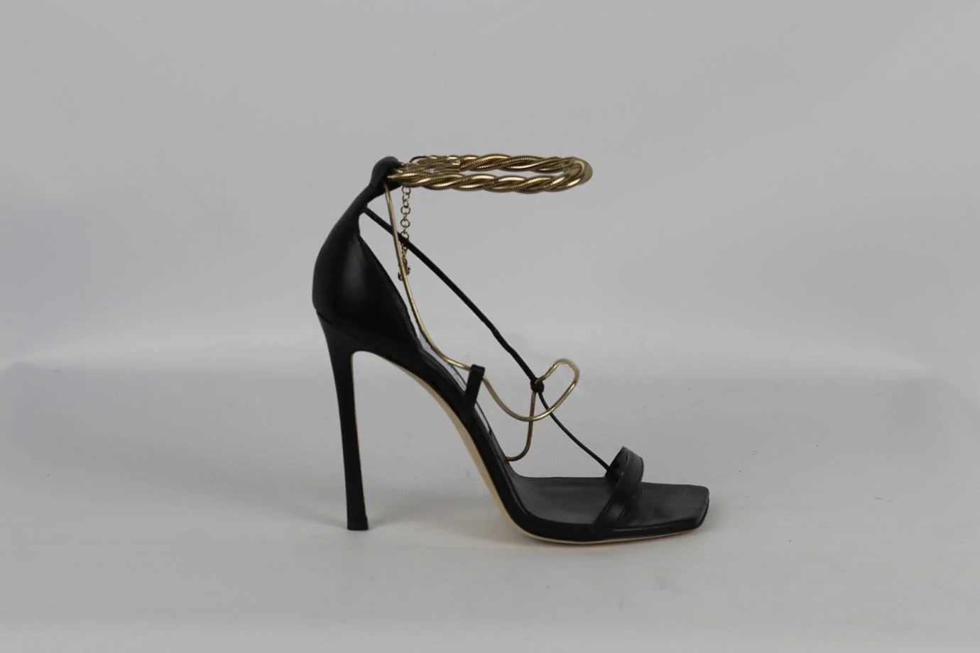 JIMMY CHOO CHAIN DETAILED LEATHER SANDALS EU 38.5 UK 5.5 US 8.5 - Image 2