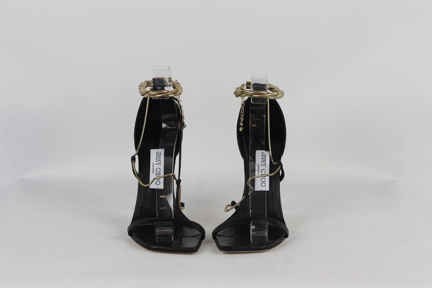 JIMMY CHOO CHAIN DETAILED LEATHER SANDALS EU 38.5 UK 5.5 US 8.5 - Image 3