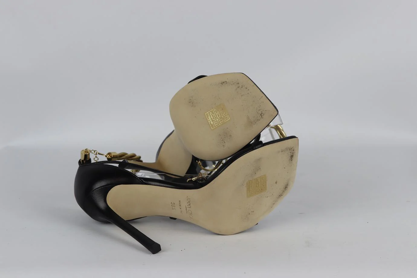 JIMMY CHOO CHAIN DETAILED LEATHER SANDALS EU 38.5 UK 5.5 US 8.5 - Image 5