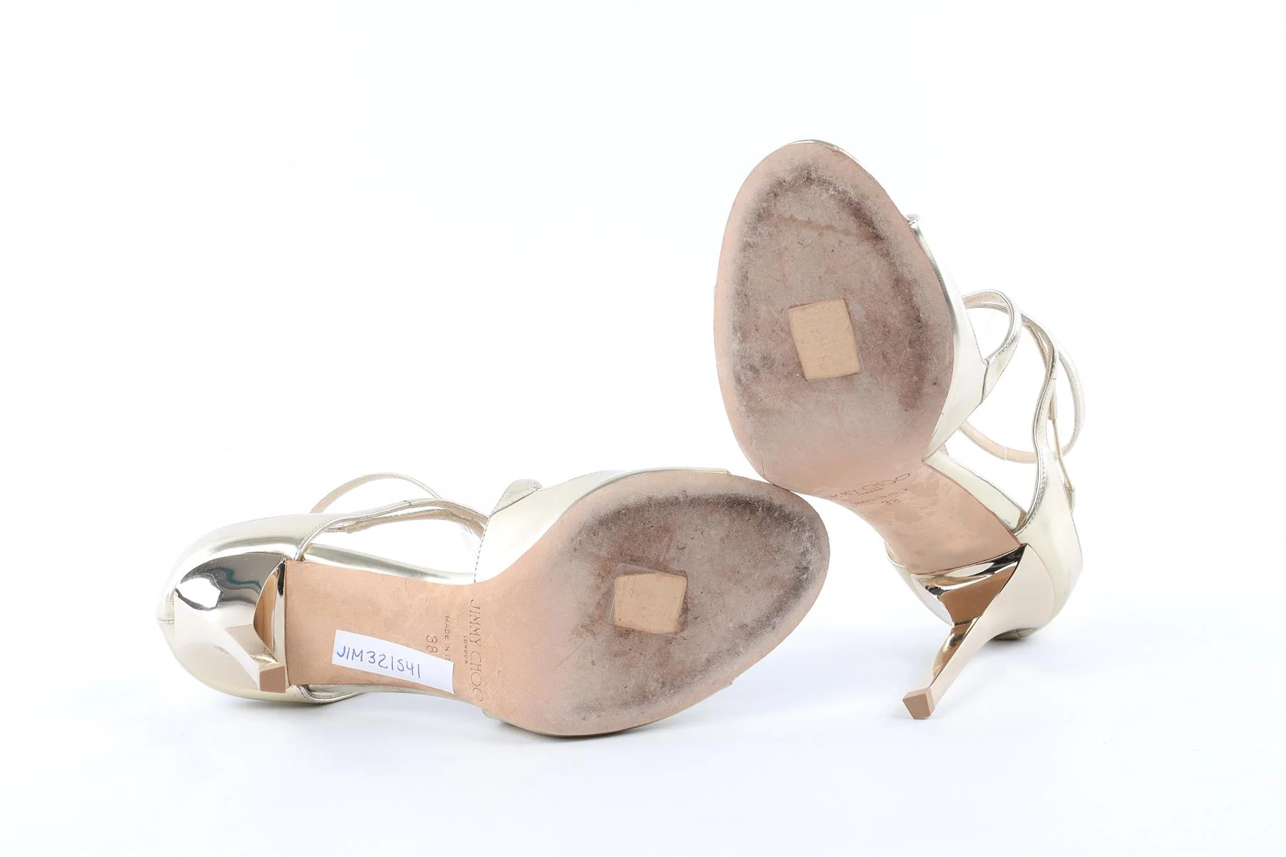 JIMMY CHOO GOLD LANCE LEATHER SANDALS EU 38 UK 5 US 8 - Image 7