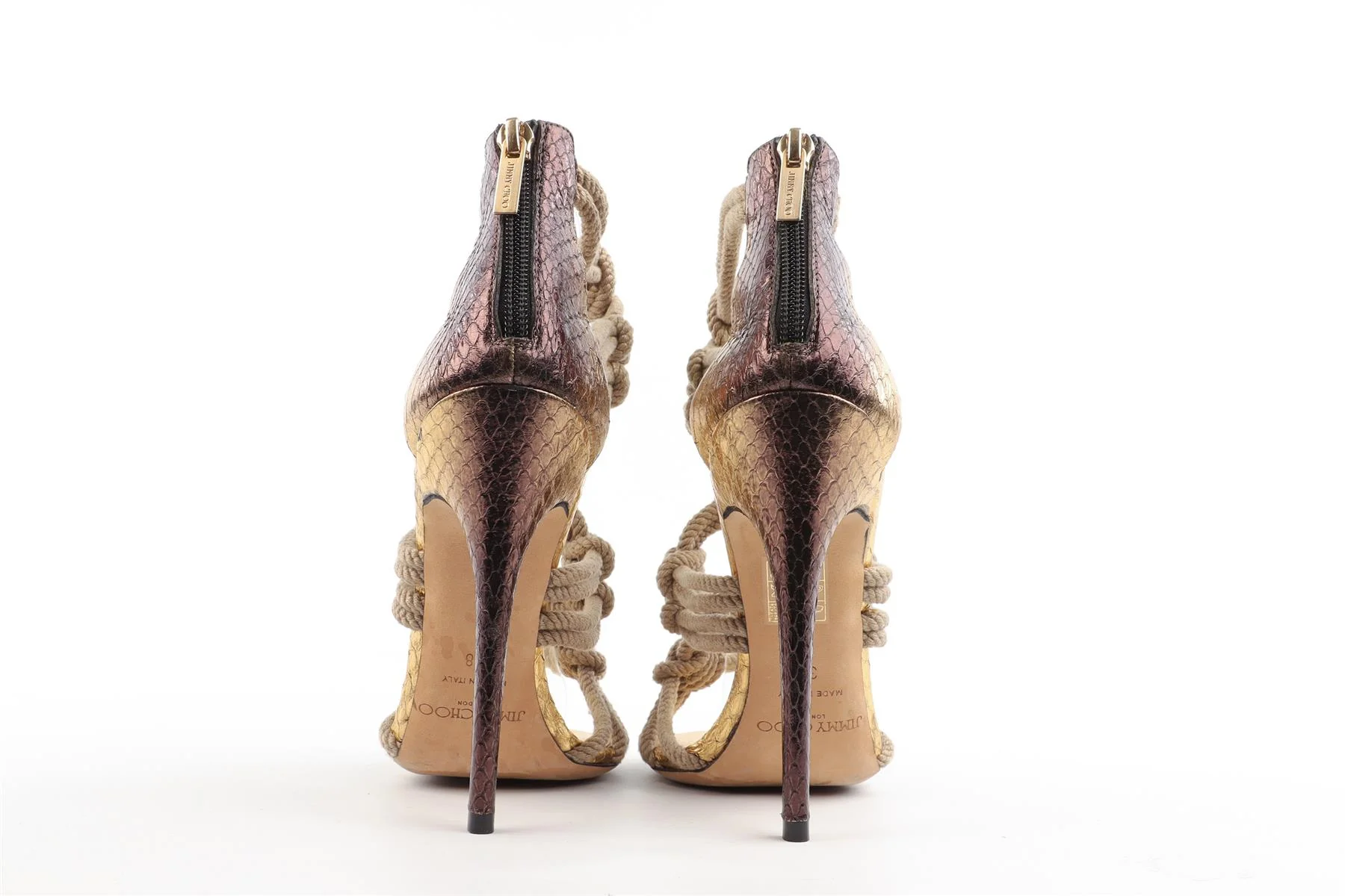 JIMMY CHOO GOLD LEATHER SANDALS EU 38 UK 5 US 8 - Image 5