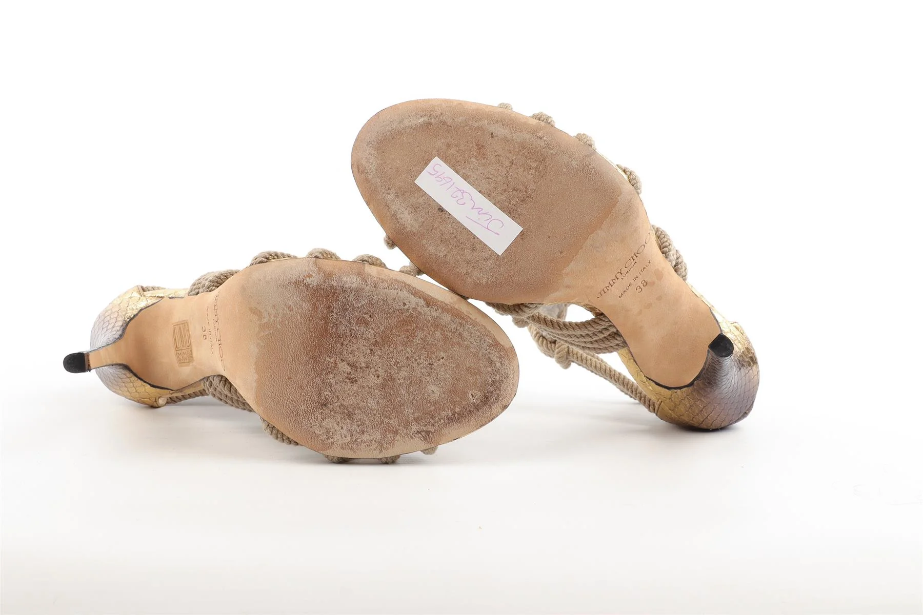 JIMMY CHOO GOLD LEATHER SANDALS EU 38 UK 5 US 8 - Image 6
