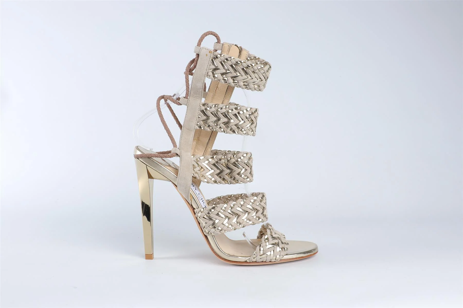 JIMMY CHOO GOLD SUEDE SANDALS EU 38 UK 5 US 8 - Image 2