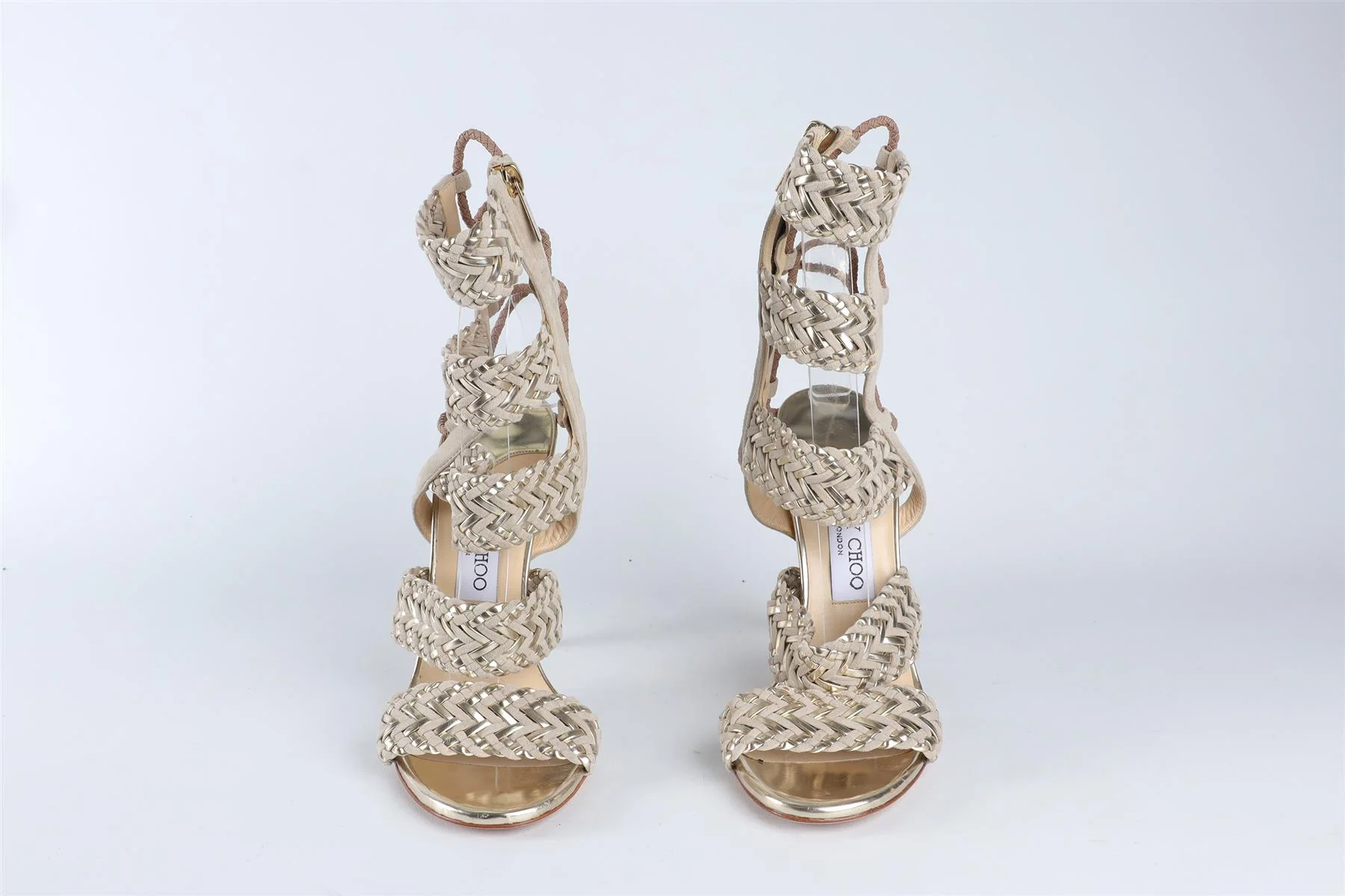 JIMMY CHOO GOLD SUEDE SANDALS EU 38 UK 5 US 8 - Image 3