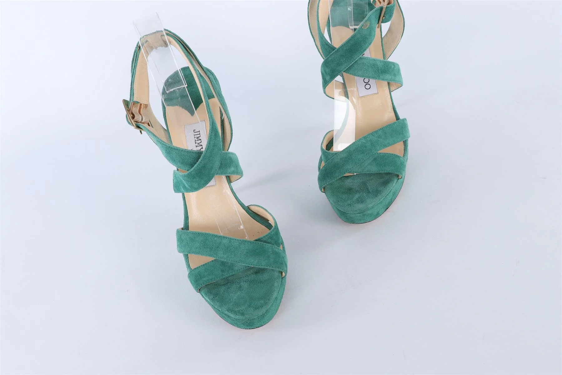 JIMMY CHOO GREEN SUEDE PLATFORM SANDALS EU 38 UK 5 - Image 6