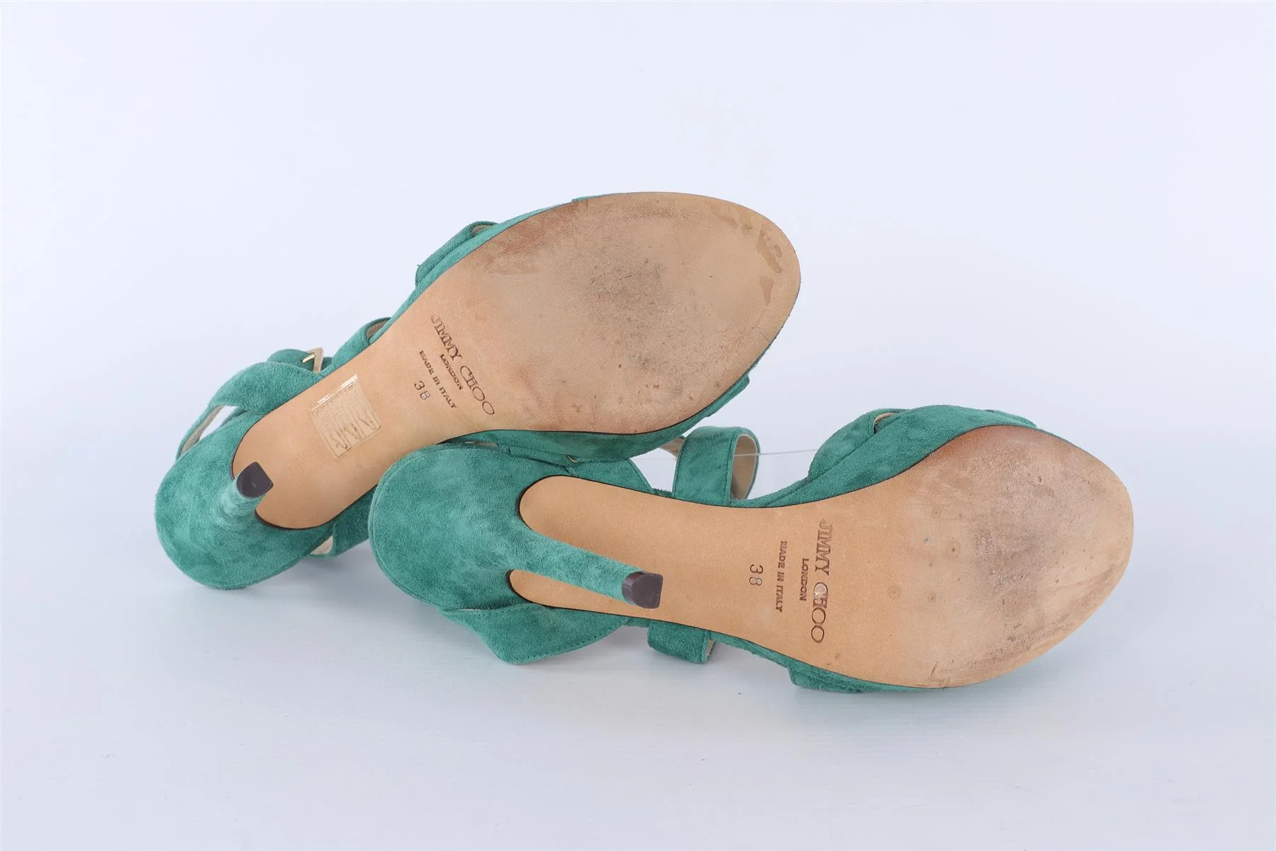 JIMMY CHOO GREEN SUEDE PLATFORM SANDALS EU 38 UK 5 - Image 8