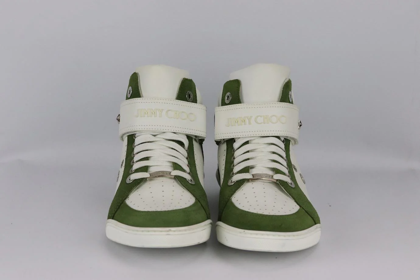 JIMMY CHOO MEN'S LEWIS SUEDE AND LEATHER HIGH TOP SNEAKERS EU 43 UK 9 US 10 - Image 3