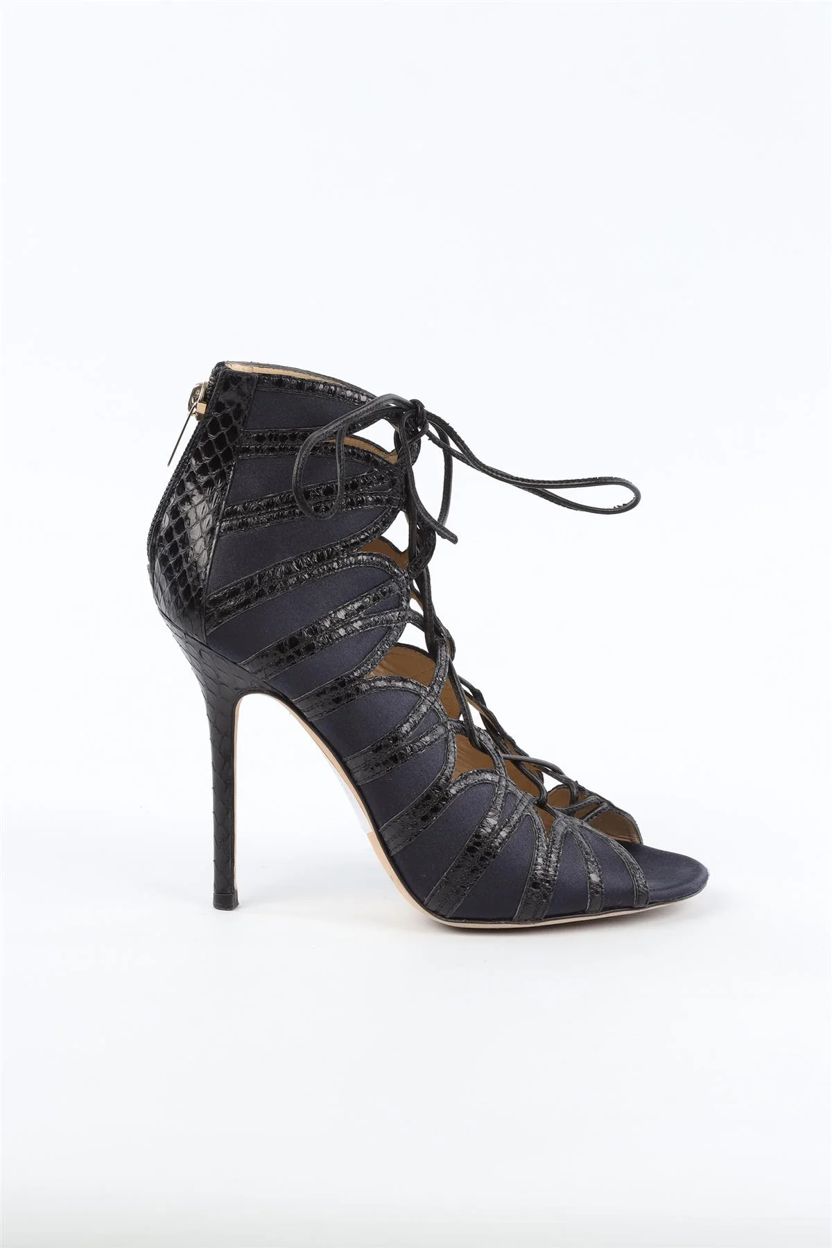 JIMMY CHOO NAVY SATIN SANDALS EU 37.5 UK 4.5 US 7.5 - Image 2