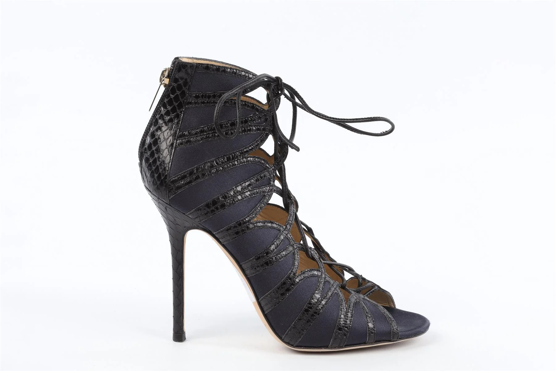 JIMMY CHOO NAVY SATIN SANDALS EU 37.5 UK 4.5 US 7.5 - Image 4