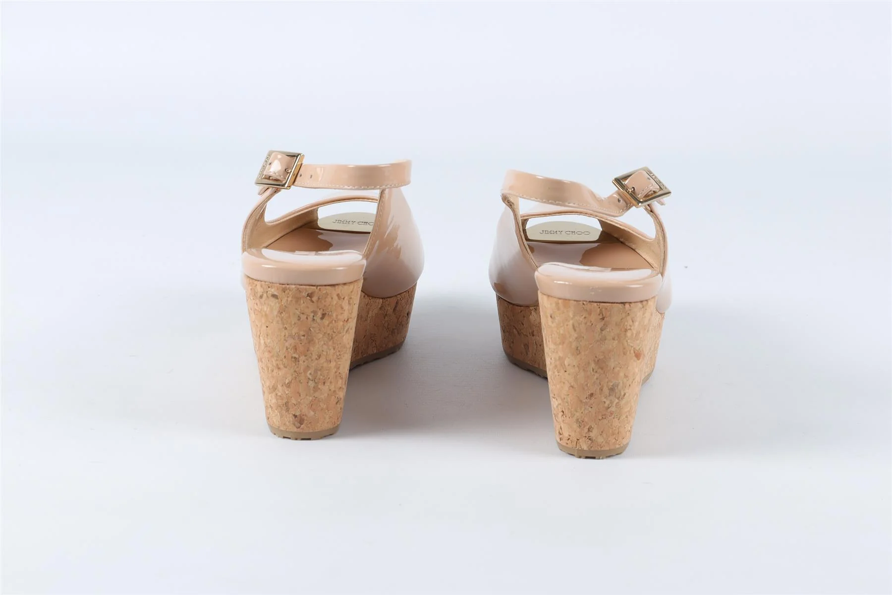 JIMMY CHOO NUDE PATENT LEATHER WEDGE SANDALS EU 34 UK 1 US 4 - Image 5