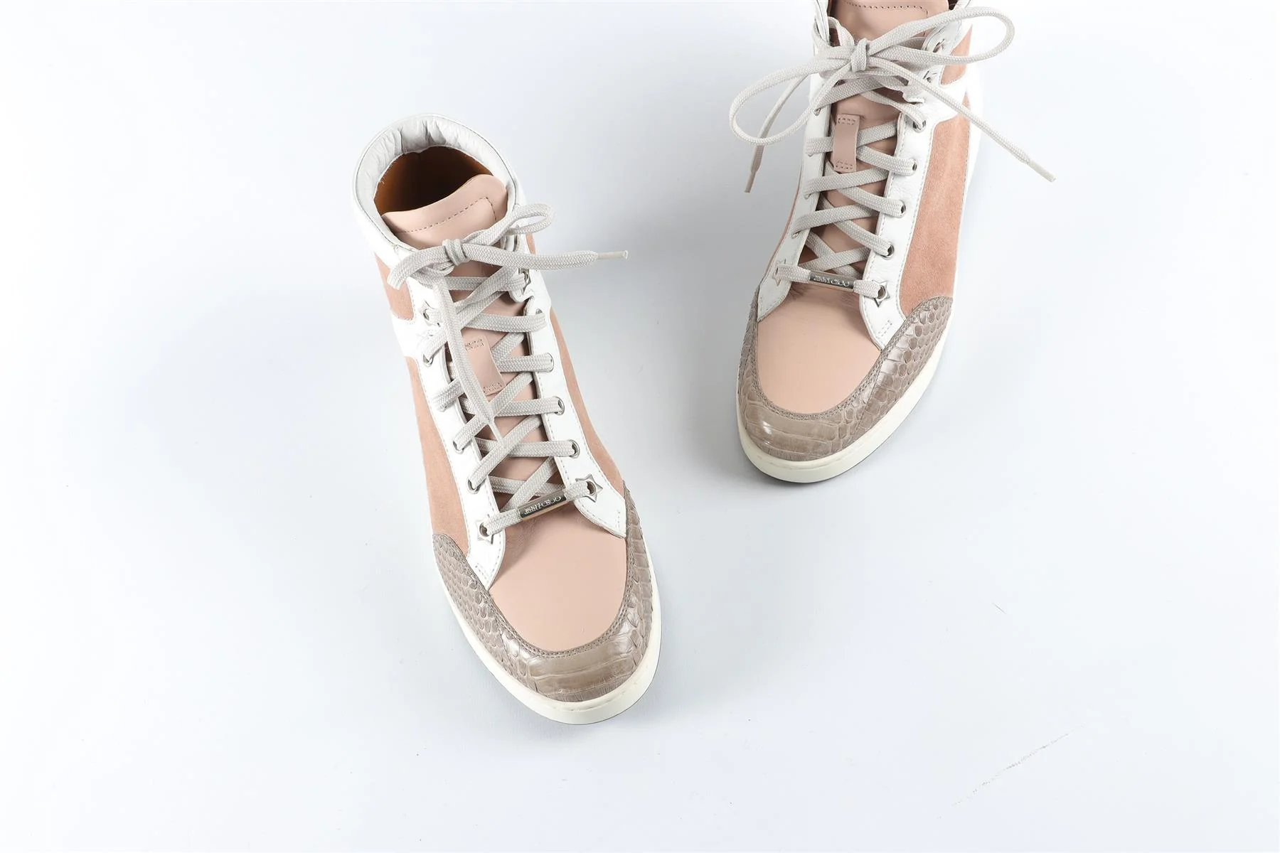 JIMMY CHOO NUDE SUEDE AND LEATHER SNEAKERS EU 38 UK 5 US 8 - Image 4