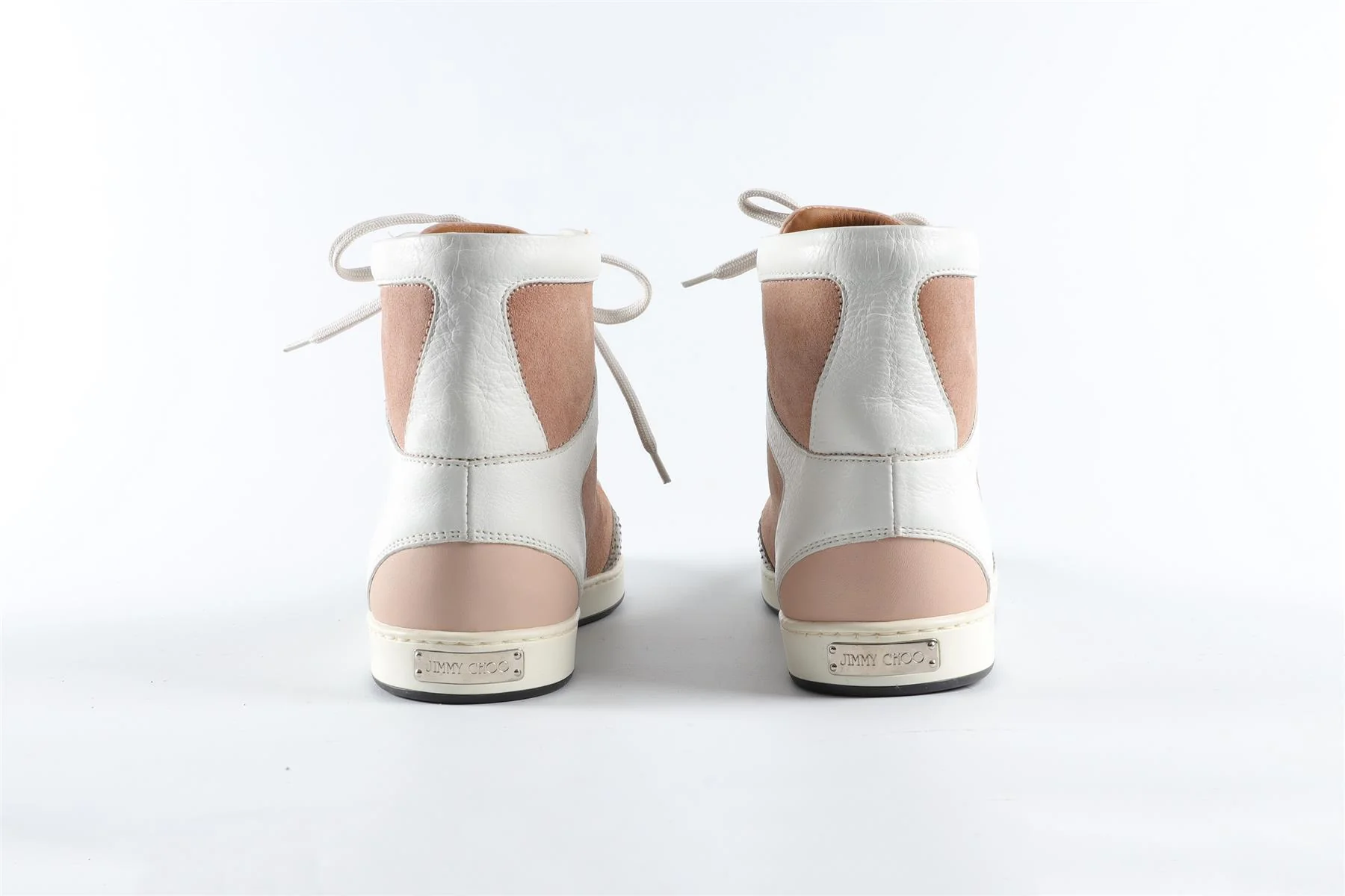 JIMMY CHOO NUDE SUEDE AND LEATHER SNEAKERS EU 38 UK 5 US 8 - Image 5