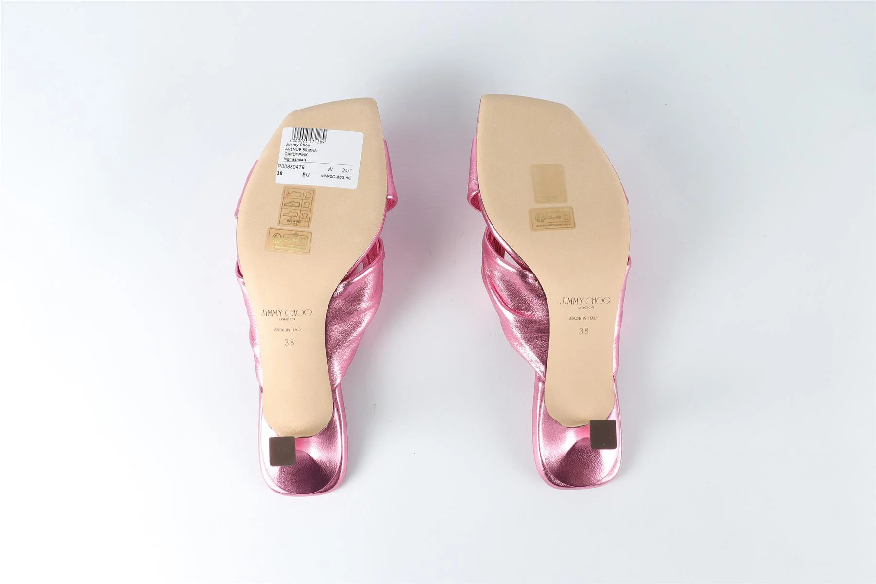 JIMMY CHOO PINK AVENUE LEATHER SANDALS EU 38 UK 5 US 8 - Image 6