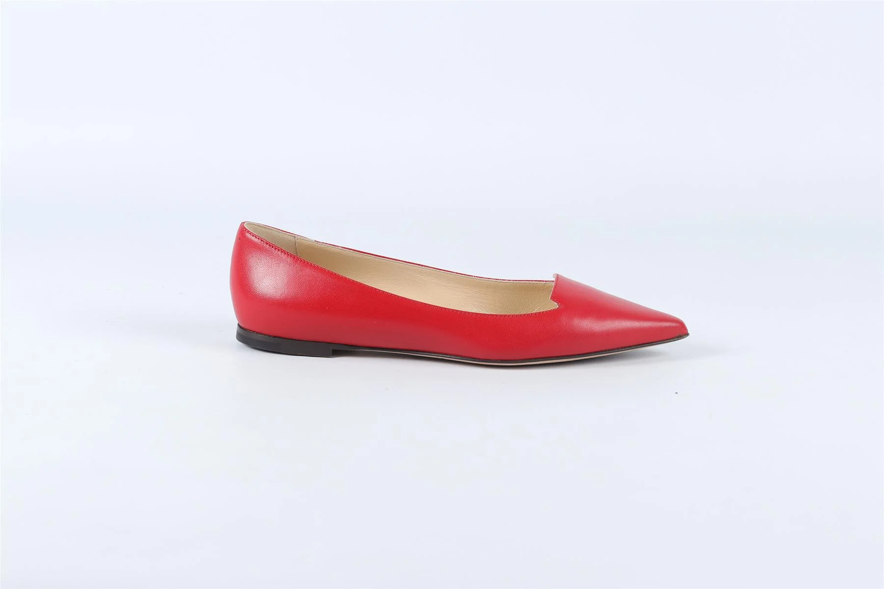 JIMMY CHOO RED LEATHER BALLET FLATS EU 34.5 UK 1.5 US 4.5 - Image 2