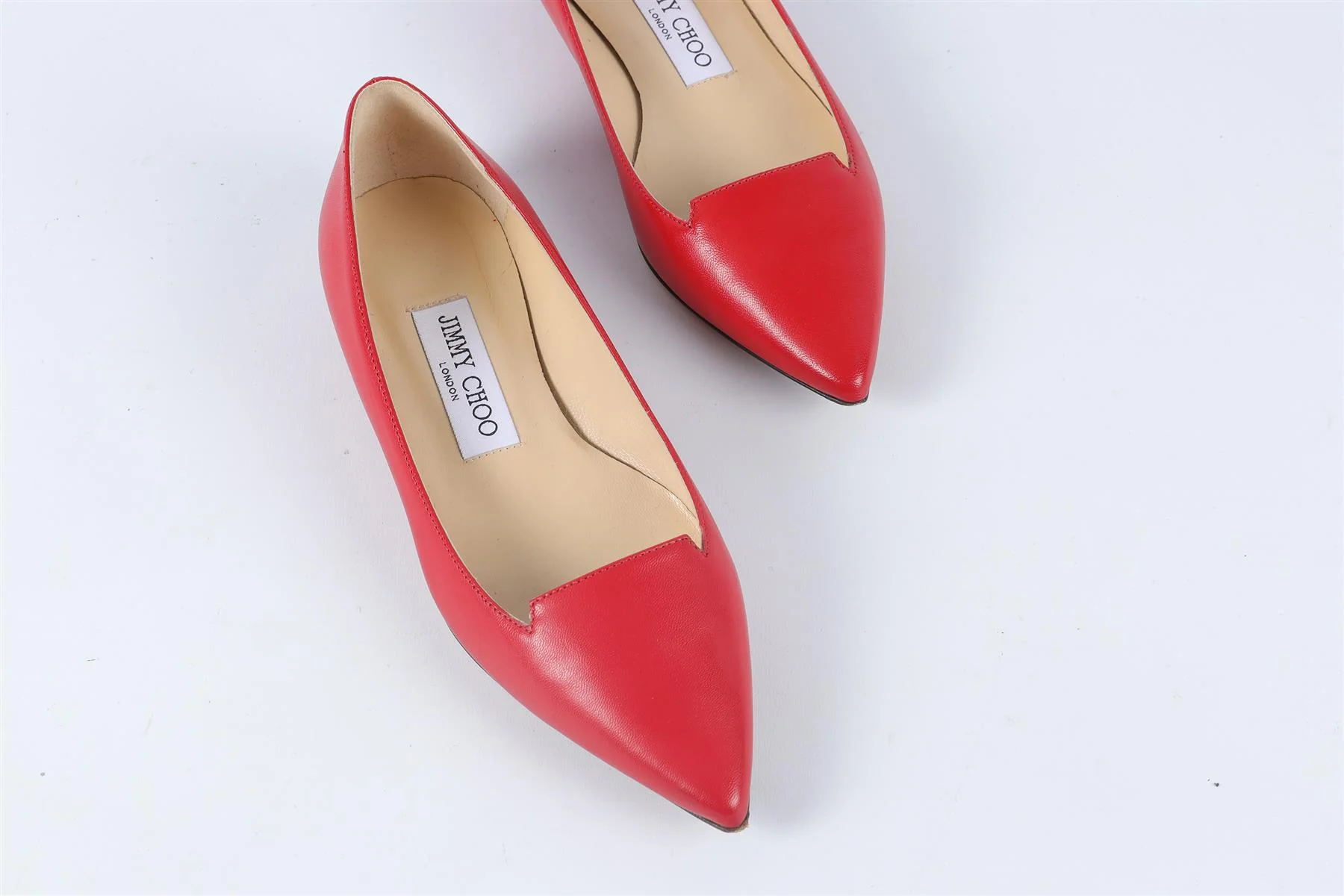 JIMMY CHOO RED LEATHER BALLET FLATS EU 34.5 UK 1.5 US 4.5 - Image 4