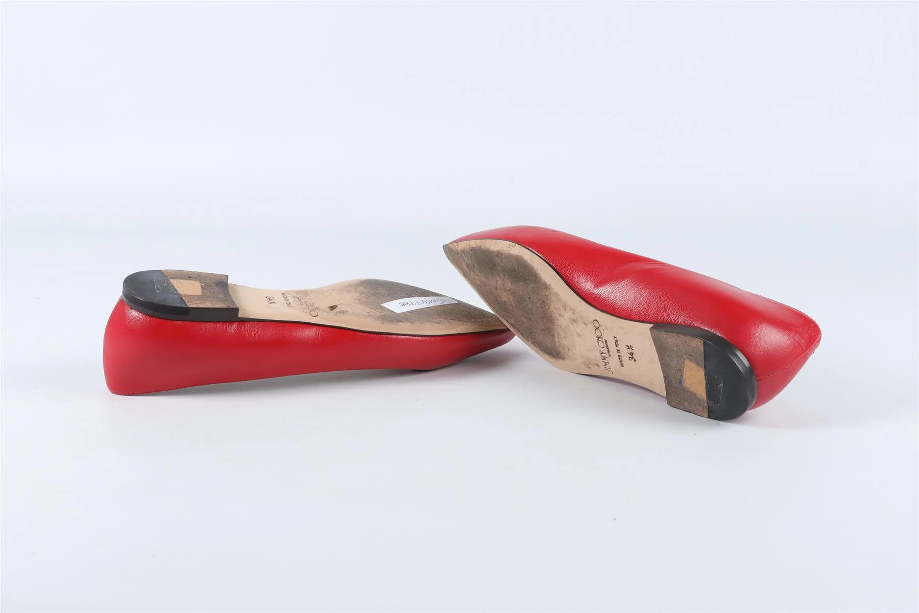 JIMMY CHOO RED LEATHER BALLET FLATS EU 34.5 UK 1.5 US 4.5 - Image 6