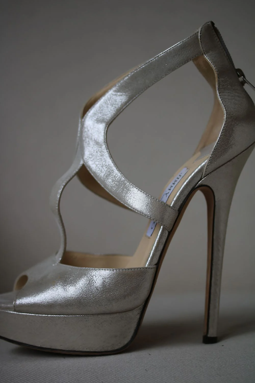 JIMMY CHOO SHIMMER SUEDE PLATFORM HEELS EU 38.5 UK 5.5 US 8.5 - Image 4