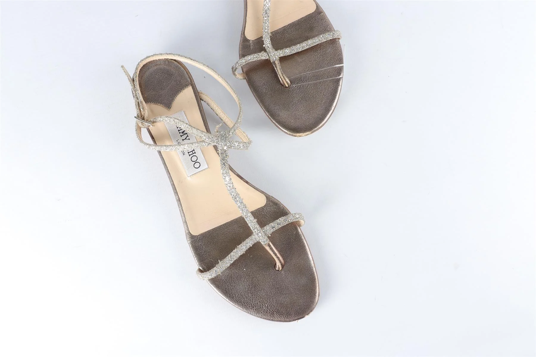 JIMMY CHOO SILVER GLITTER SANDALS EU 38.5 UK 5.5 US 8.5 - Image 4
