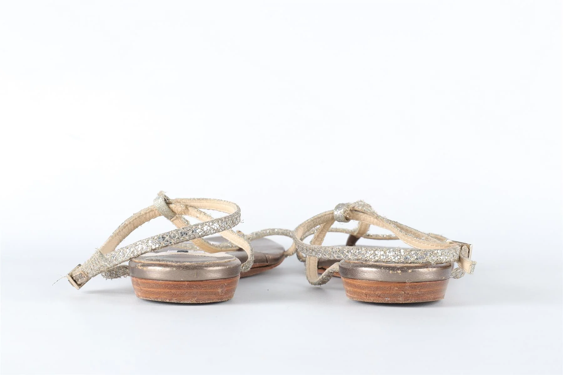 JIMMY CHOO SILVER GLITTER SANDALS EU 38.5 UK 5.5 US 8.5 - Image 5