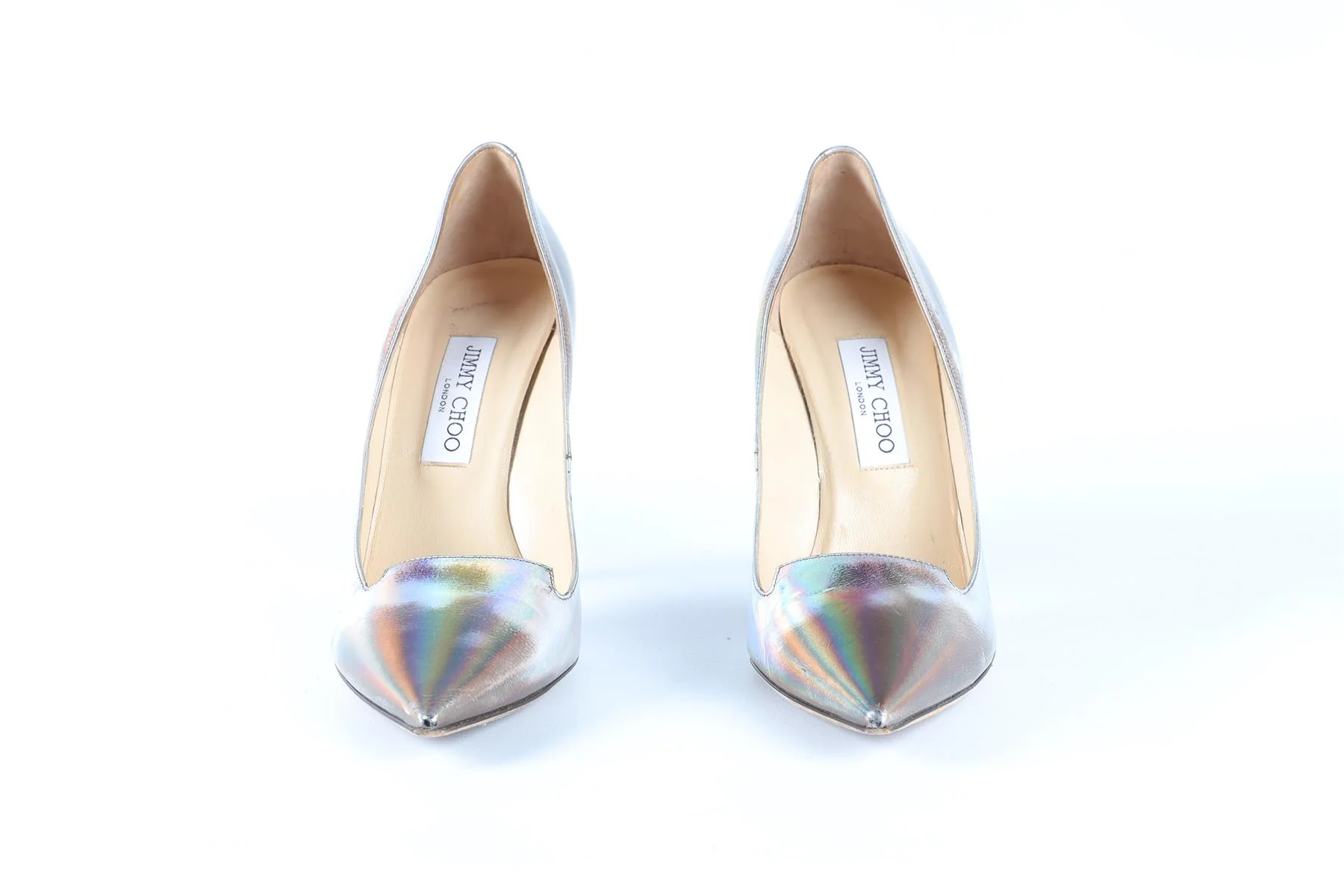 JIMMY CHOO SILVER LEATHER PUMPS EU 39.5 UK 6.5 US 9.5 - Image 3