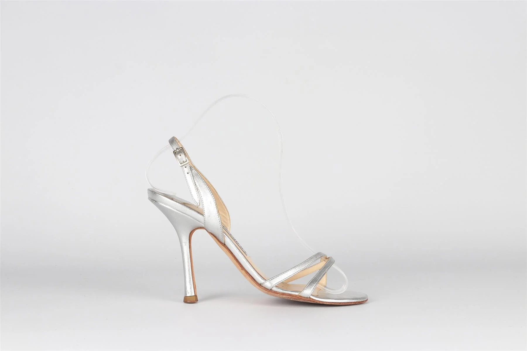 JIMMY CHOO SILVER LEATHER SANDALS EU 35.5 UK 2.5 US 5.5 - Image 2