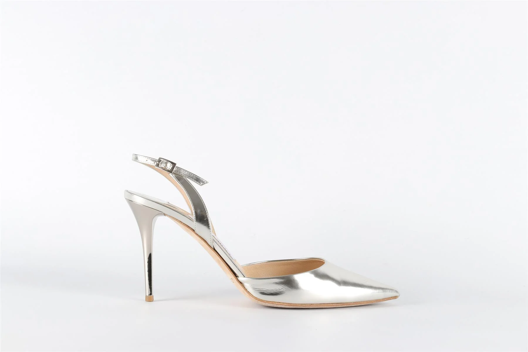 JIMMY CHOO SILVER LEATHER SLINGBACK PUMPS EU 38.5 UK 5.5 US 8.5 - Image 2