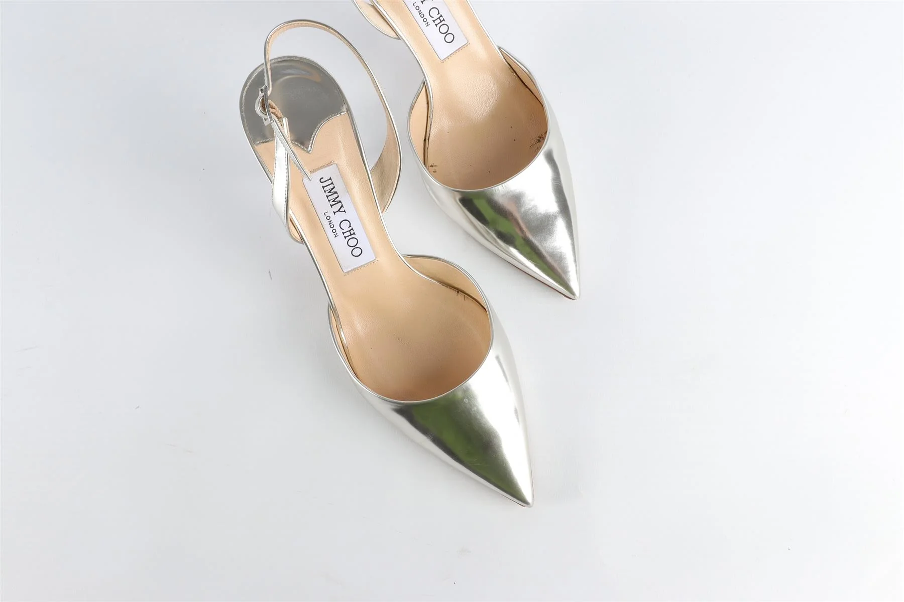 JIMMY CHOO SILVER LEATHER SLINGBACK PUMPS EU 38.5 UK 5.5 US 8.5 - Image 4
