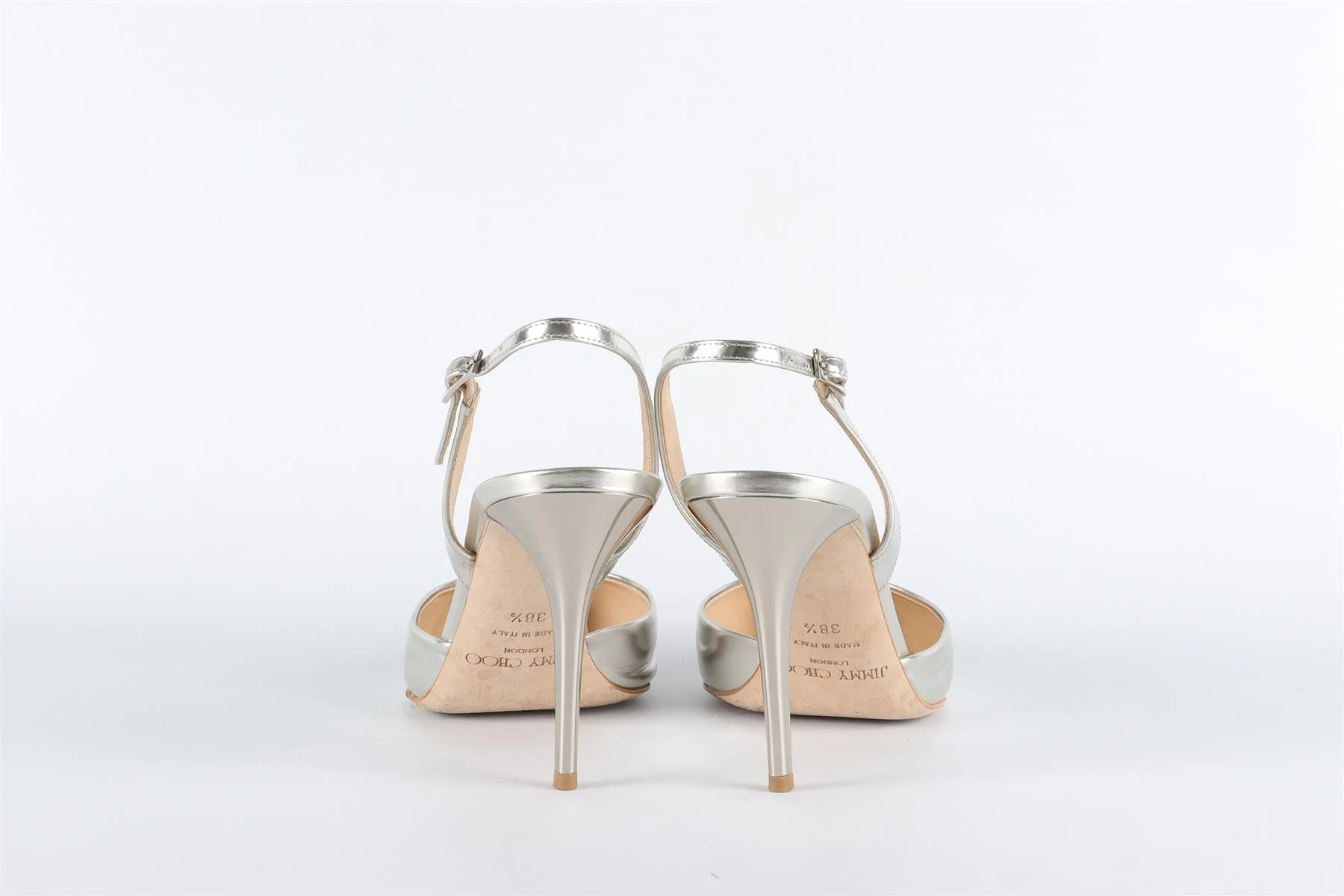 JIMMY CHOO SILVER LEATHER SLINGBACK PUMPS EU 38.5 UK 5.5 US 8.5 - Image 5