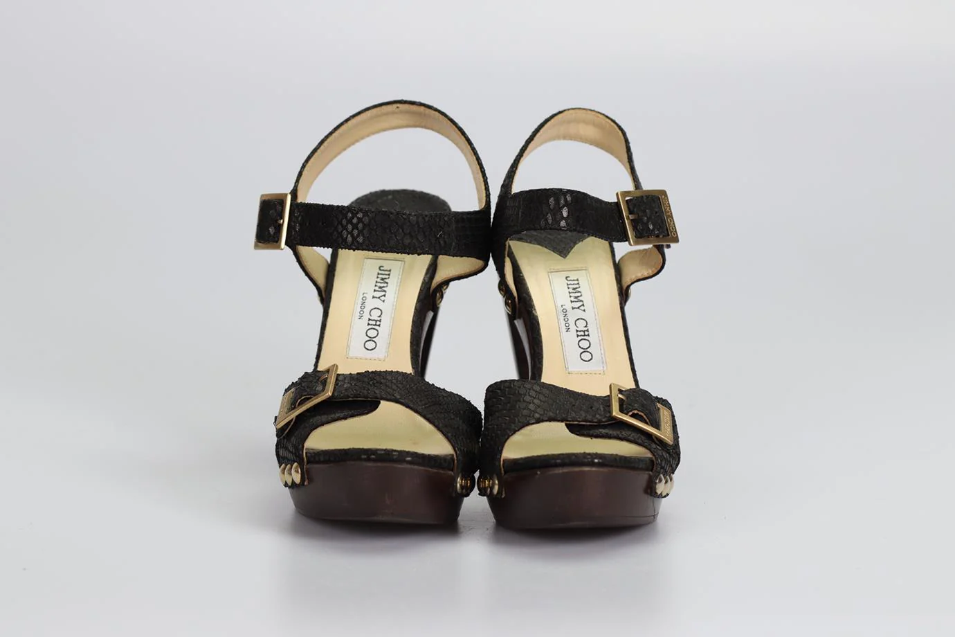 JIMMY CHOO SNAKE EFFECT LEATHER SANDALS EU 37 UK 4 US 7 - Image 3