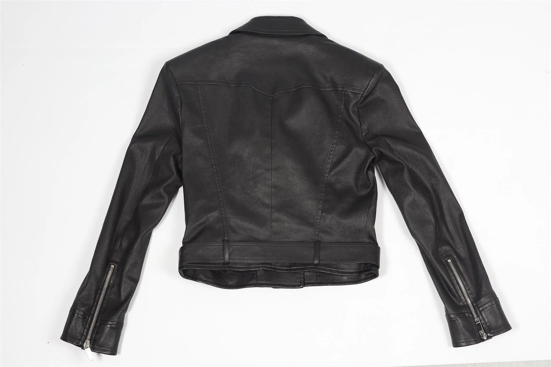 JITROIS BLACK LEATHER BIKER JACKET FR 40 UK 12 - Image 4
