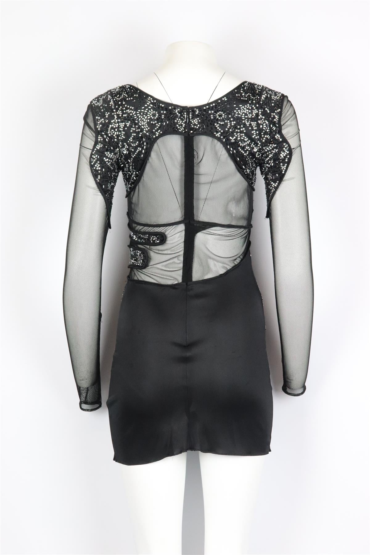 JITROIS CRYSTAL EMBELLISHED MESH AND STRETCH JERSEY MINI DRESS FR 36 UK 8 - Image 4