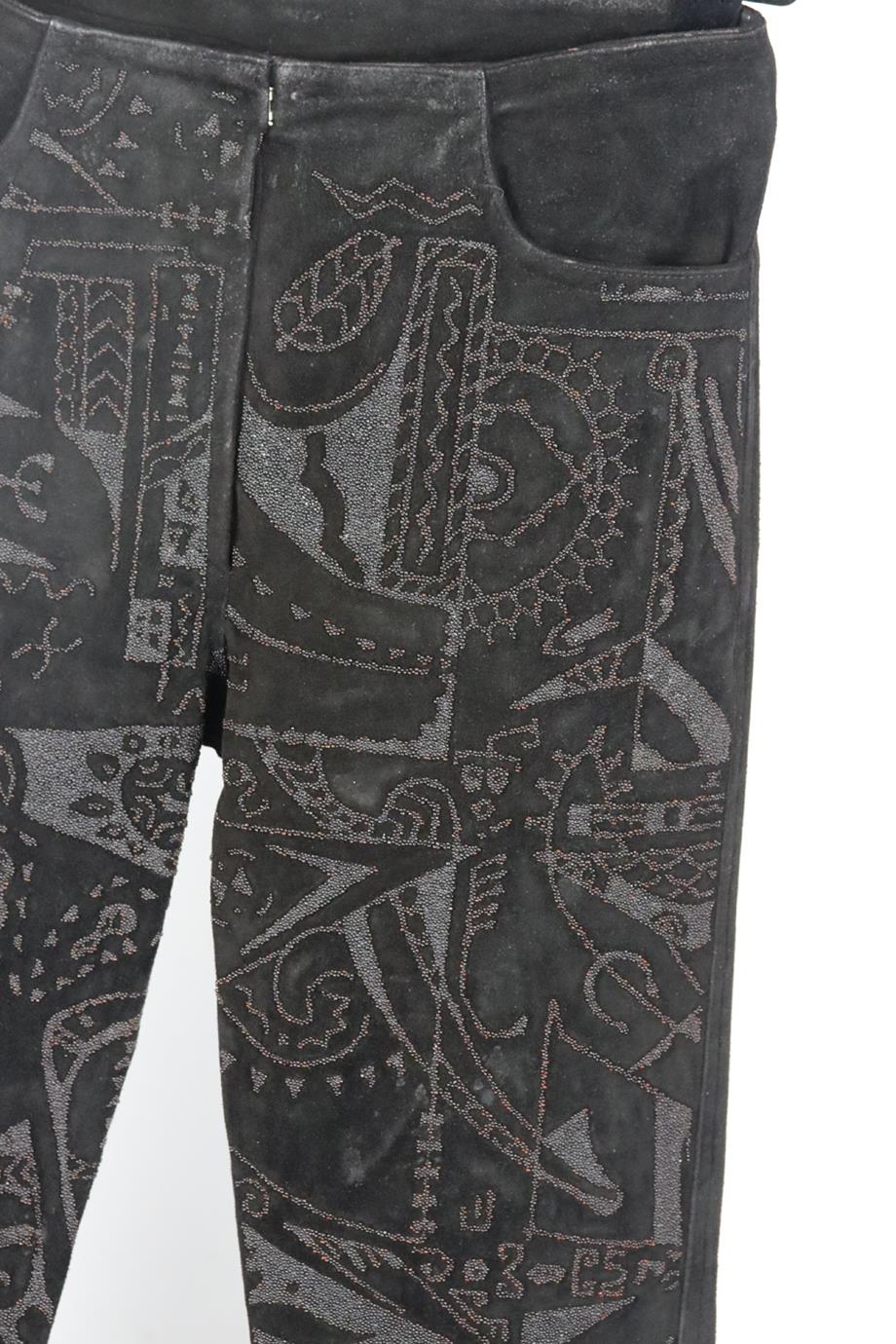 JITROIS EMBELLISHED SUEDE FLARED PANTS FR 34 UK 6 - Image 3