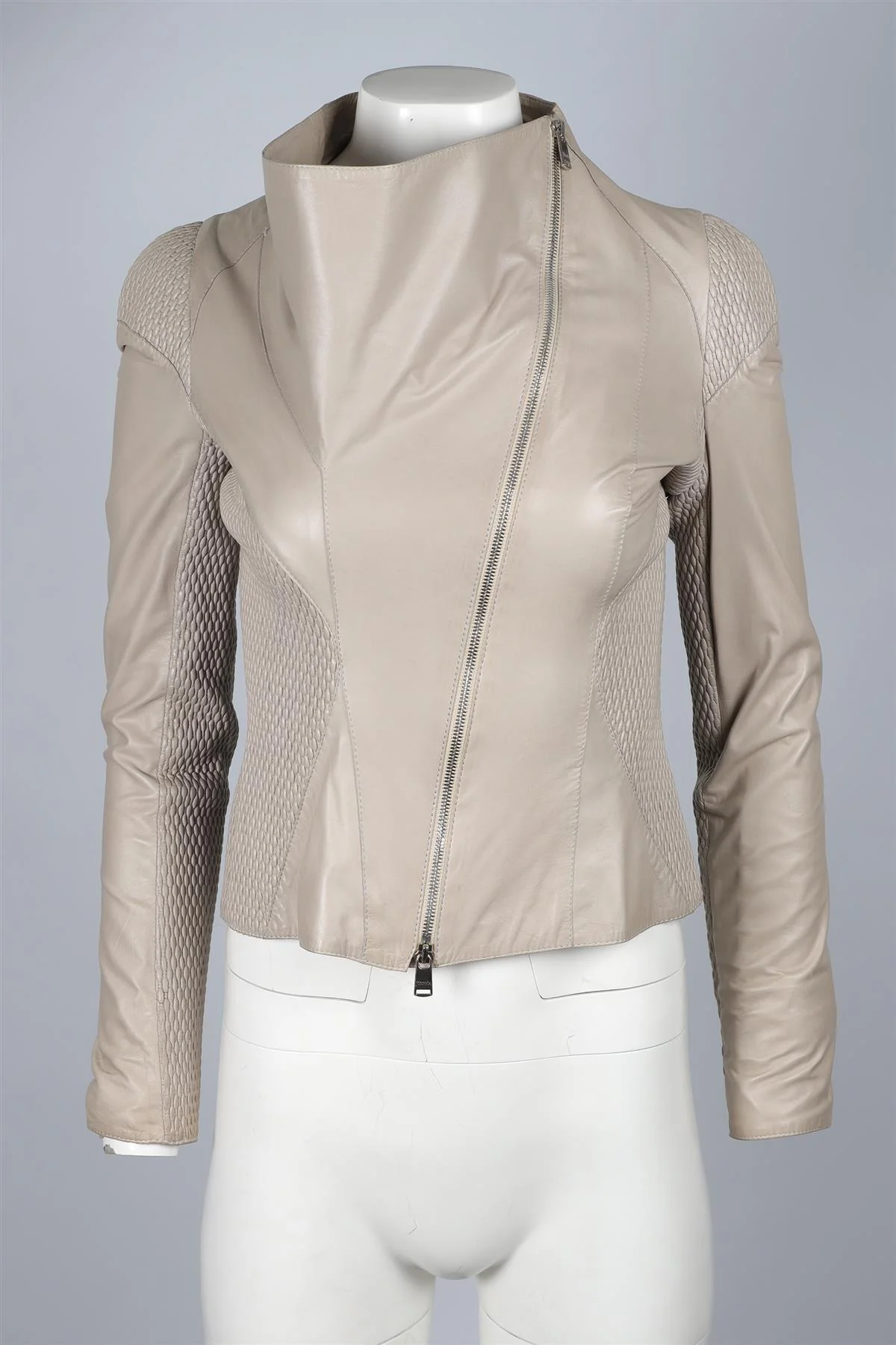 JITROIS GREY LEATHER JACKET FR 36 UK 8 - Image 2