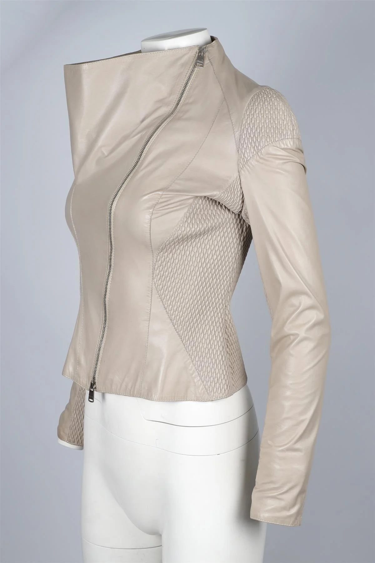 JITROIS GREY LEATHER JACKET FR 36 UK 8 - Image 3