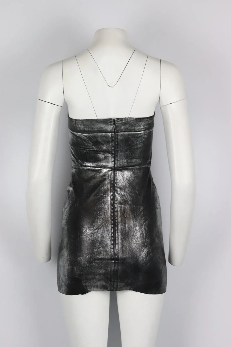 JITROIS STRAPLESS METALLIC STRETCH LEATHER MINI DRESS FR 38 UK 10 - Image 4