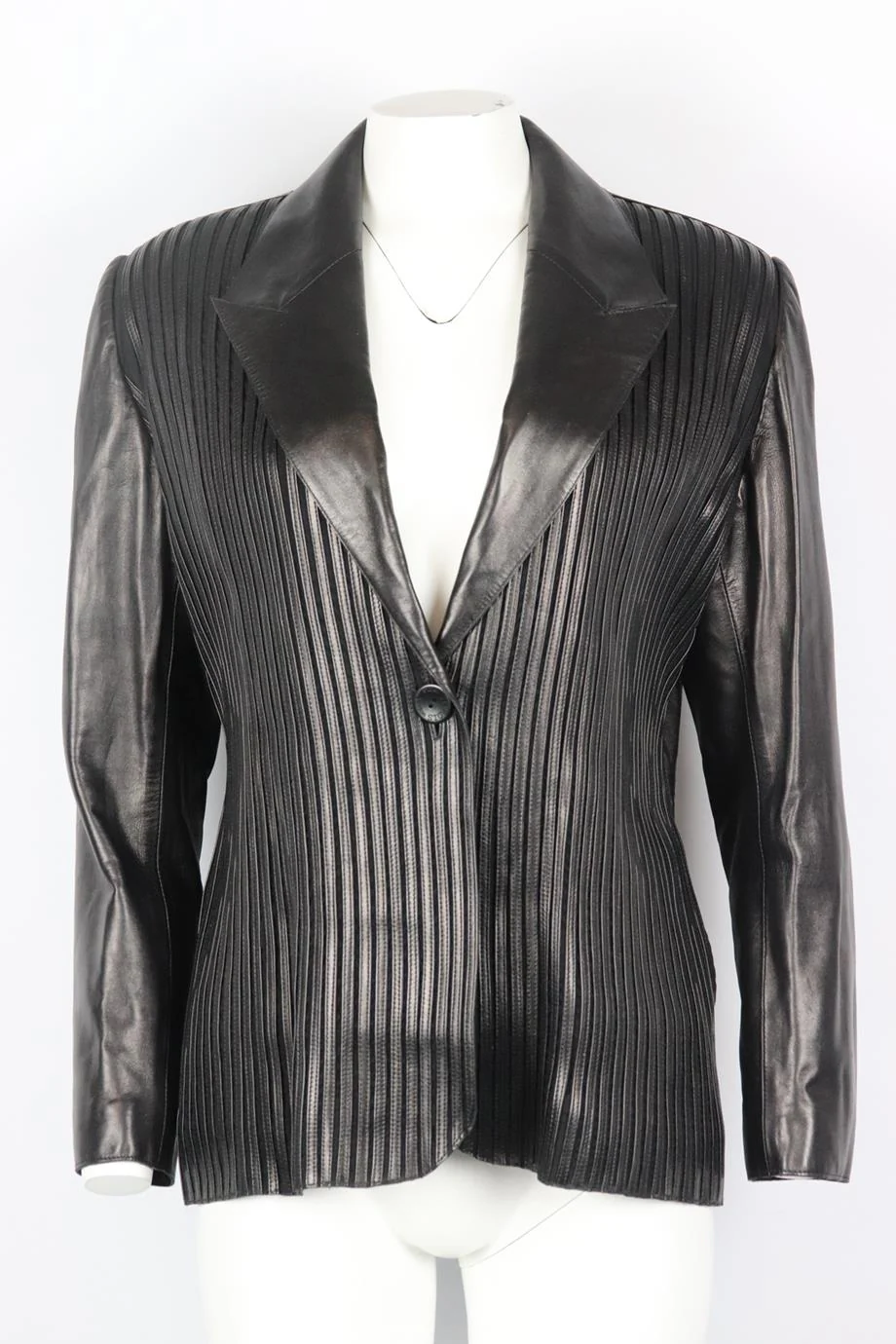 JITROIS VINTAGE TULLE AND LEATHER BLAZER FR 40 UK 12 - Image 2